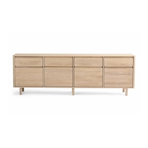 Ella 4-sektioners skænk - Massiv eg - Mål: 237 x 65 x 40 cm. - Flere varianter